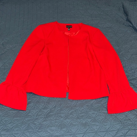 Long Tall Sally Vibrant Red Bell Sleeve Blazer - Picture 1 of 7